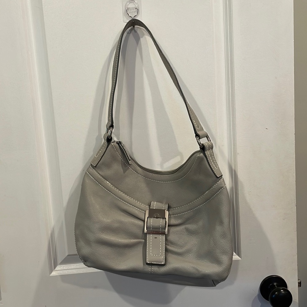 Gray Leather Tignanello shoulder bag